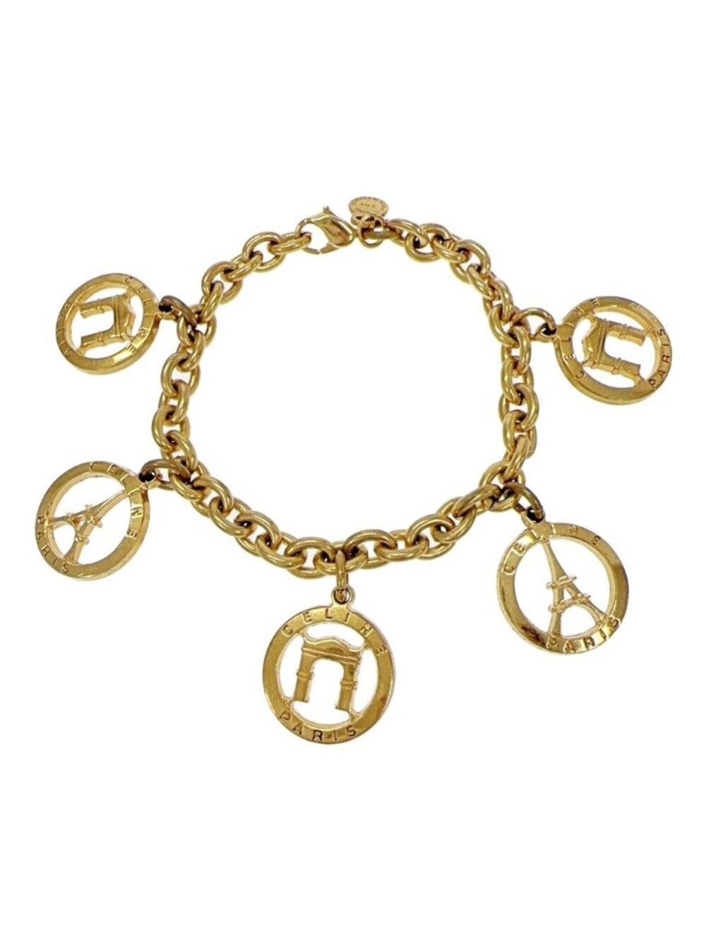 Celine Eiffel Tower Arc de Triomphe Bracelet Gold